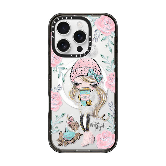 Nature Magick x CASETiFY iPhone 16 Pro ケース ブラック インパクトケース MagSafe対応 Best Friends on a Winter Walk - A Girl and Her Dog by Nature Magick