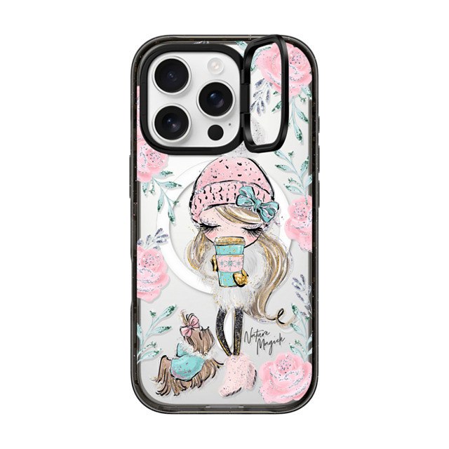 Nature Magick x CASETiFY iPhone 16 Pro ケース ブラック インパクトリングスタンドケース MagSafe対応 Best Friends on a Winter Walk - A Girl and Her Dog by Nature Magick