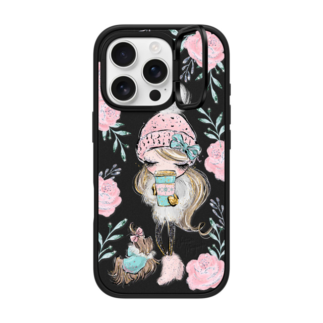 Nature Magick x CASETiFY iPhone 16 Pro ケース マットブラック インパクトリングスタンドケース MagSafe対応 Best Friends on a Winter Walk - A Girl and Her Dog by Nature Magick