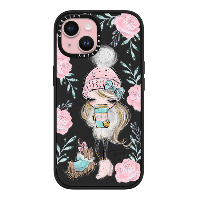 Nature Magick x CASETiFY iPhone 15 ケース マットブラック インパクトケース MagSafe対応 Best Friends on a Winter Walk - A Girl and Her Dog by Nature Magick