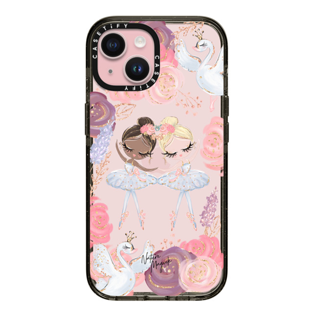 Nature Magick x CASETiFY iPhone 15 ケース ブラック インパクトケース Swan Lake Ballet Roses and Ballerinas by Nature Magick