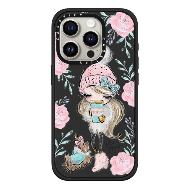 Nature Magick x CASETiFY iPhone 15 Pro ケース マットブラック インパクトケース MagSafe対応 Best Friends on a Winter Walk - A Girl and Her Dog by Nature Magick