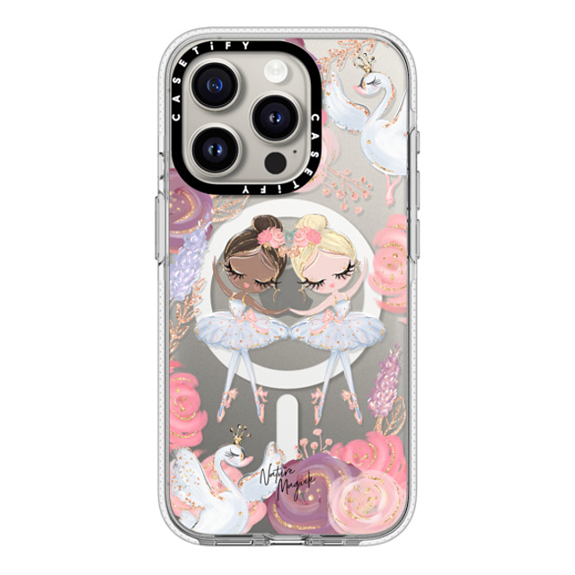 Nature Magick x CASETiFY iPhone 15 Pro ケース クリア クリア ケース MagSafe対応 Swan Lake Ballet Roses and Ballerinas by Nature Magick