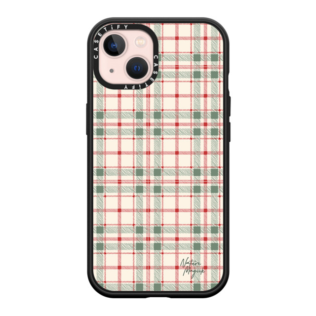 Nature Magick x CASETiFY iPhone 13 ケース マットブラック インパクトケース MagSafe対応 Christmas Plaid Red and Green Holiday Pattern by Nature Magick