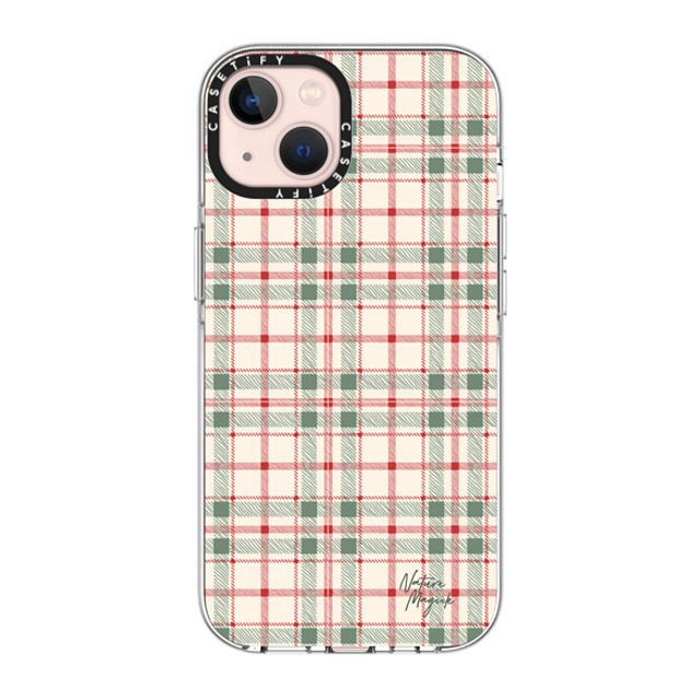 Nature Magick x CASETiFY iPhone 13 ケース クリア クリア ケース MagSafe対応 Christmas Plaid Red and Green Holiday Pattern by Nature Magick