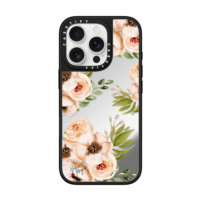 Nature Magick x CASETiFY iPhone 16 Pro Case Silver on Black ミラーケース MagSafe対応 Pretty Pink Roses Flower Rose Floral Watercolor Painting by Nature Magick Mother's Day Nature Magick x CASETiFY iPhone 16 Pro Case Silver on Black ミラーケース MagSafe対応 Pretty Pink Roses Flower Rose Floral Watercolor Painting by Nature Magick Mother's Day