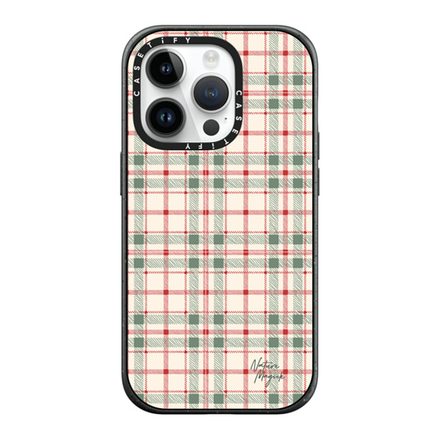 Nature Magick x CASETiFY iPhone 14 Pro ケース マットブラック インパクトケース MagSafe対応 Christmas Plaid Red and Green Holiday Pattern by Nature Magick