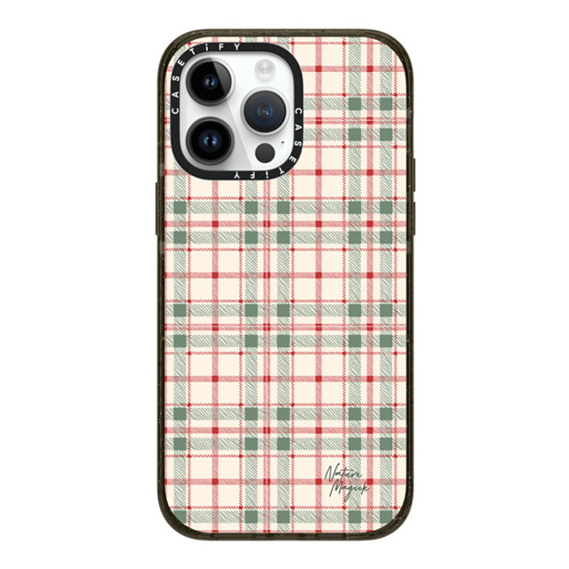 Nature Magick x CASETiFY iPhone 14 Pro Max ケース ブラック インパクトケース MagSafe対応 Christmas Plaid Red and Green Holiday Pattern by Nature Magick