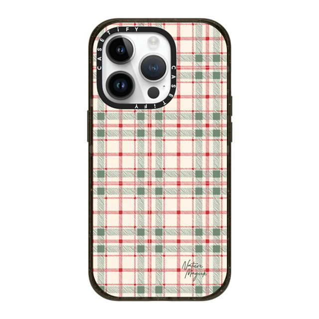 Nature Magick x CASETiFY iPhone 14 Pro ケース ブラック インパクトケース MagSafe対応 Christmas Plaid Red and Green Holiday Pattern by Nature Magick