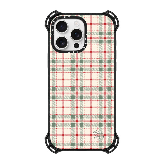 Nature Magick x CASETiFY iPhone 16 Pro Max ケース ブラック バウンスケース Christmas Plaid Red and Green Holiday Pattern by Nature Magick