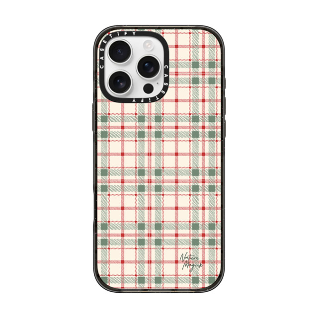 Nature Magick x CASETiFY iPhone 16 Pro Max ケース ブラック インパクトケース MagSafe対応 Christmas Plaid Red and Green Holiday Pattern by Nature Magick