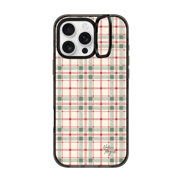 Nature Magick x CASETiFY iPhone 16 Pro Max ケース ブラック インパクトリングスタンドケース MagSafe対応 Christmas Plaid Red and Green Holiday Pattern by Nature Magick