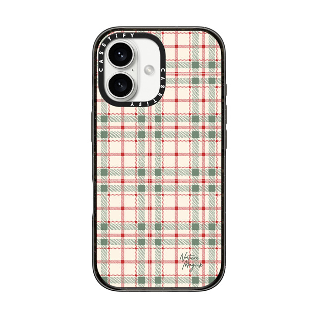 Nature Magick x CASETiFY iPhone 16 ケース ブラック インパクトケース Christmas Plaid Red and Green Holiday Pattern by Nature Magick