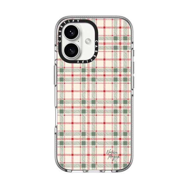 Nature Magick x CASETiFY iPhone 16 ケース クリア クリア ケース MagSafe対応 Christmas Plaid Red and Green Holiday Pattern by Nature Magick