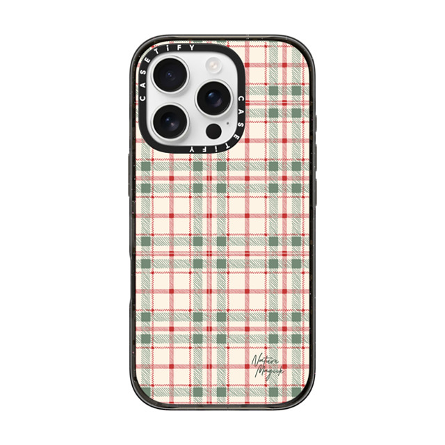 Nature Magick x CASETiFY iPhone 16 Pro ケース ブラック インパクトケース MagSafe対応 Christmas Plaid Red and Green Holiday Pattern by Nature Magick