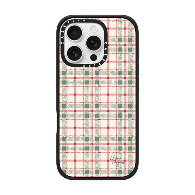 Nature Magick x CASETiFY iPhone 16 Pro ケース マットブラック インパクトケース MagSafe対応 Christmas Plaid Red and Green Holiday Pattern by Nature Magick