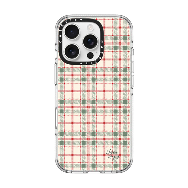 Nature Magick x CASETiFY iPhone 16 Pro ケース クリア クリア ケース MagSafe対応 Christmas Plaid Red and Green Holiday Pattern by Nature Magick