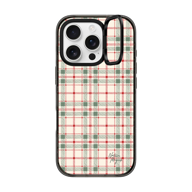 Nature Magick x CASETiFY iPhone 16 Pro ケース ブラック インパクトリングスタンドケース MagSafe対応 Christmas Plaid Red and Green Holiday Pattern by Nature Magick