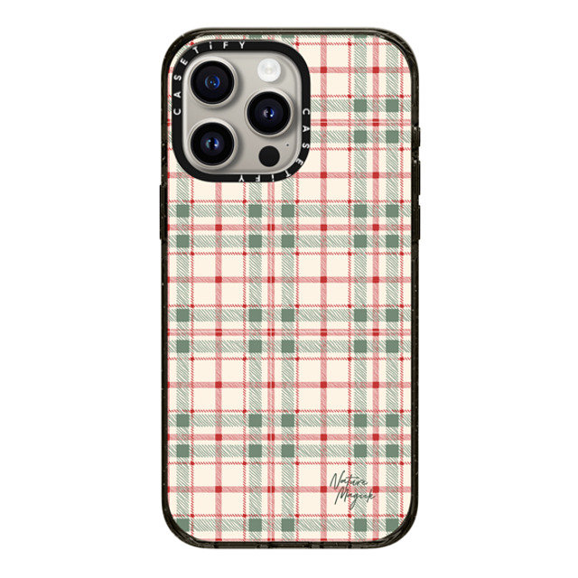 Nature Magick x CASETiFY iPhone 15 Pro Max ケース ブラック インパクトケース Christmas Plaid Red and Green Holiday Pattern by Nature Magick