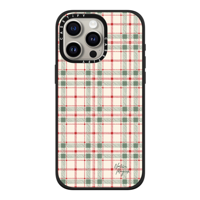 Nature Magick x CASETiFY iPhone 15 Pro Max ケース マットブラック インパクトケース MagSafe対応 Christmas Plaid Red and Green Holiday Pattern by Nature Magick