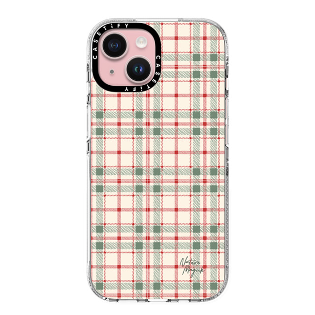 Nature Magick x CASETiFY iPhone 15 ケース クリア クリア ケース MagSafe対応 Christmas Plaid Red and Green Holiday Pattern by Nature Magick