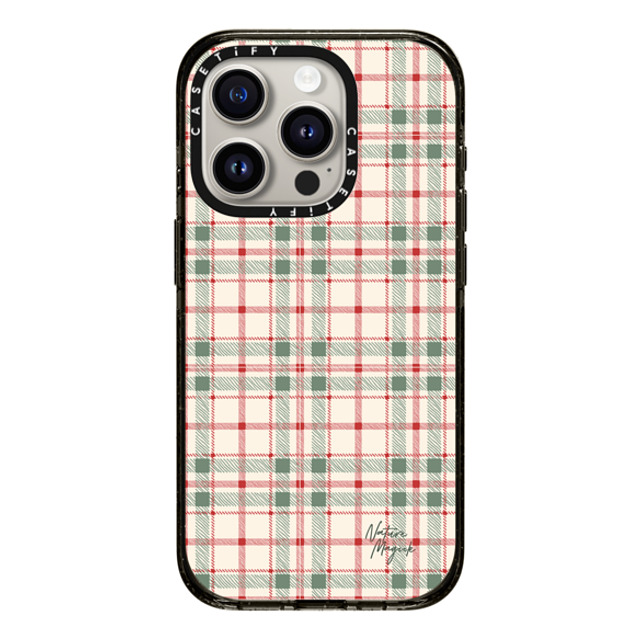 Nature Magick x CASETiFY iPhone 15 Pro ケース ブラック インパクトケース MagSafe対応 Christmas Plaid Red and Green Holiday Pattern by Nature Magick