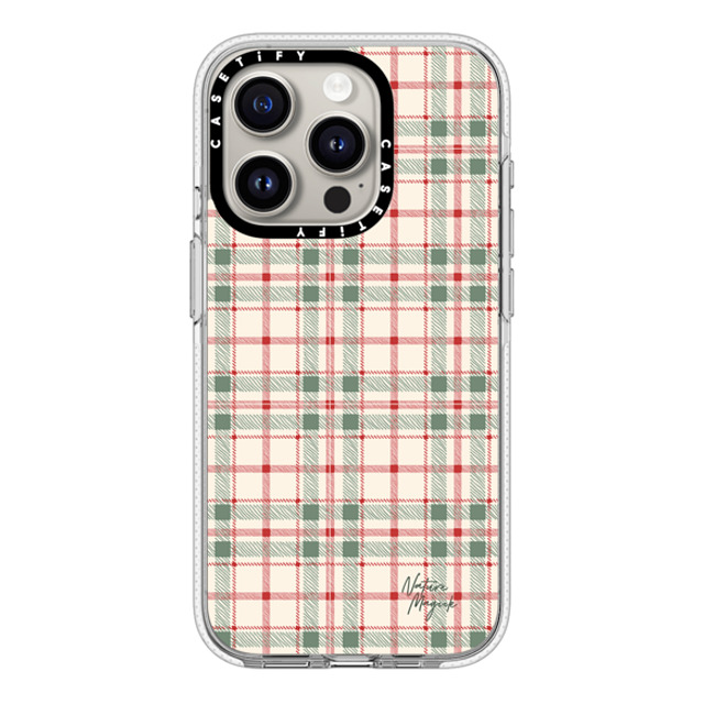 Nature Magick x CASETiFY iPhone 15 Pro ケース クリア クリア ケース MagSafe対応 Christmas Plaid Red and Green Holiday Pattern by Nature Magick