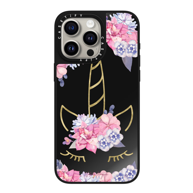 Nature Magick x CASETiFY iPhone 15 Pro Max ケース Black on Black ミラーケース MagSafe対応 Gold Unicorn with Flowers by Nature Magick - Pink Purple Golden Clear Transparent Back to School Nature Magick x CASETiFY iPhone 15 Pro Max ケース Black on Black ミラーケース MagSafe対応 Gold Unicorn with Flowers by Nature Magick - Pink Purple Golden Clear Transparent Back to School