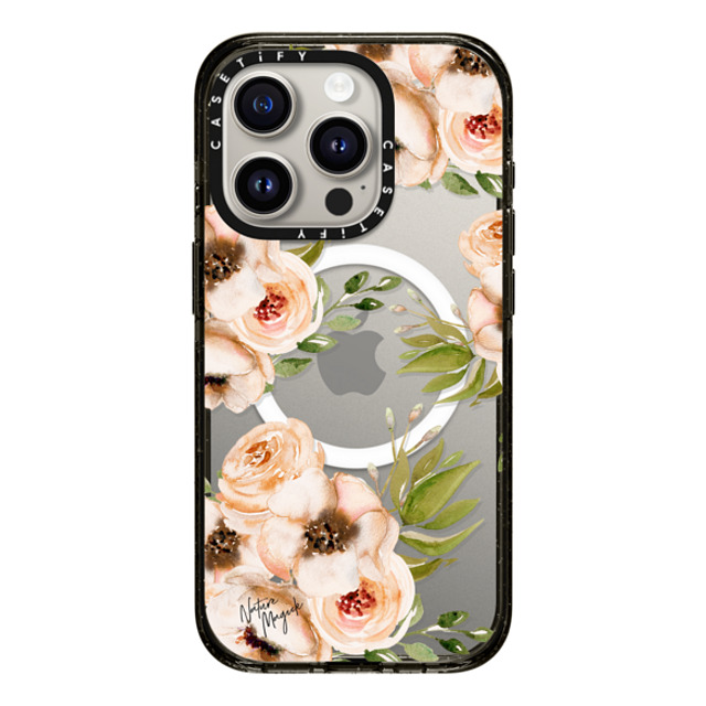 Nature Magick x CASETiFY iPhone 15 Pro Case Black Impact Case MagSafe Compatible Pretty Pink Roses Flower Rose Floral Watercolor Painting by Nature Magick Mother's Day Nature Magick x CASETiFY iPhone 15 Pro Case Black Impact Case MagSafe Compatible Pretty Pink Roses Flower Rose Floral Watercolor Painting by Nature Magick Mother's Day