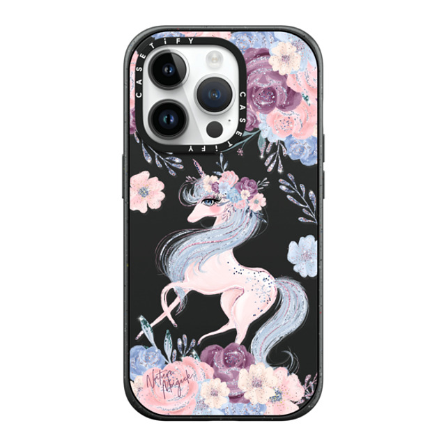 Nature Magick x CASETiFY iPhone 14 Pro ケース マットブラック インパクトケース MagSafe対応 Winter Unicorn Floral by Nature Magick