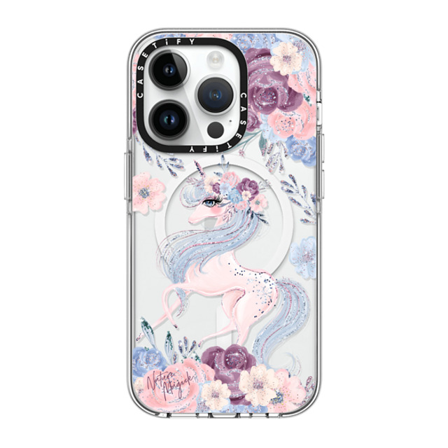 Nature Magick x CASETiFY iPhone 14 Pro ケース クリア クリア ケース MagSafe対応 Winter Unicorn Floral by Nature Magick