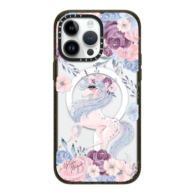 Nature Magick x CASETiFY iPhone 14 Pro Max ケース ブラック インパクトケース MagSafe対応 Winter Unicorn Floral by Nature Magick