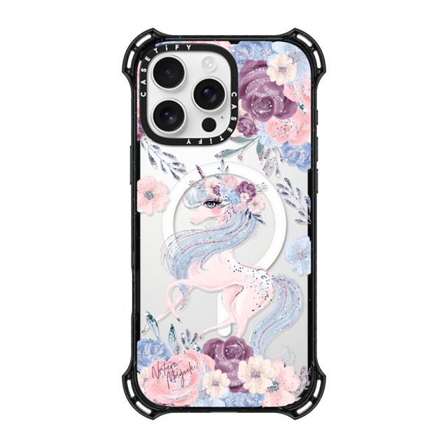 Nature Magick x CASETiFY iPhone 16 Pro Max ケース ブラック バウンスケース Winter Unicorn Floral by Nature Magick