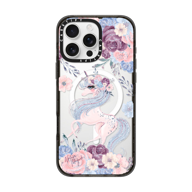 Nature Magick x CASETiFY iPhone 16 Pro Max ケース ブラック インパクトケース MagSafe対応 Winter Unicorn Floral by Nature Magick