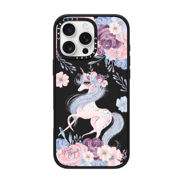 Nature Magick x CASETiFY iPhone 16 Pro Max ケース マットブラック インパクトケース MagSafe対応 Winter Unicorn Floral by Nature Magick