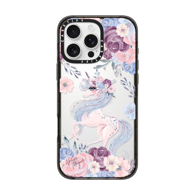 Nature Magick x CASETiFY iPhone 16 Pro Max ケース ブラック インパクトケース Winter Unicorn Floral by Nature Magick