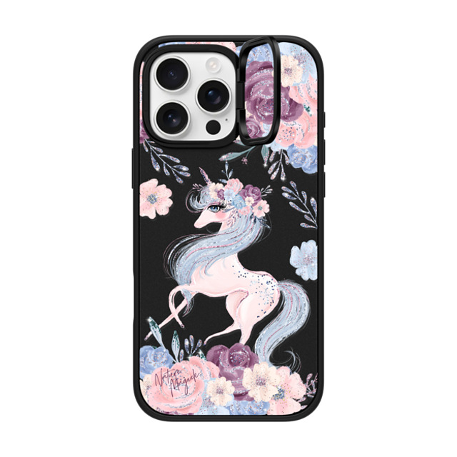 Nature Magick x CASETiFY iPhone 16 Pro Max ケース マットブラック インパクトリングスタンドケース MagSafe対応 Winter Unicorn Floral by Nature Magick