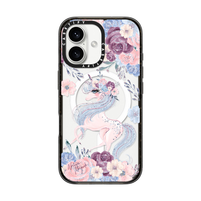 Nature Magick x CASETiFY iPhone 16 ケース ブラック インパクトケース MagSafe対応 Winter Unicorn Floral by Nature Magick