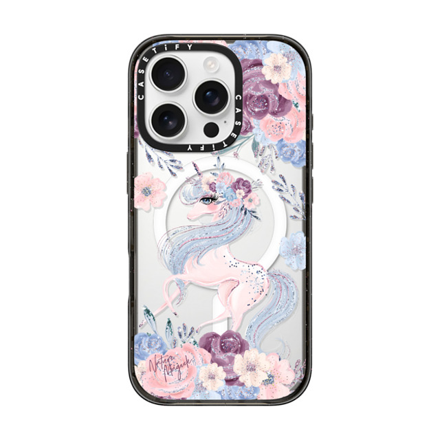 Nature Magick x CASETiFY iPhone 16 Pro ケース ブラック インパクトケース MagSafe対応 Winter Unicorn Floral by Nature Magick