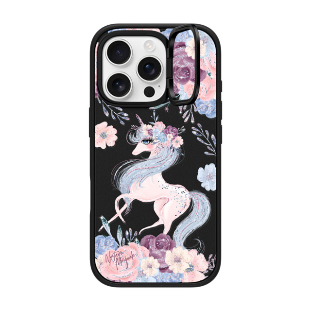 Nature Magick x CASETiFY iPhone 16 Pro ケース マットブラック インパクトリングスタンドケース MagSafe対応 Winter Unicorn Floral by Nature Magick