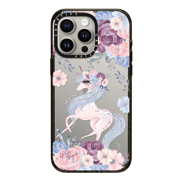 Nature Magick x CASETiFY iPhone 15 Pro Max ケース ブラック インパクトケース Winter Unicorn Floral by Nature Magick