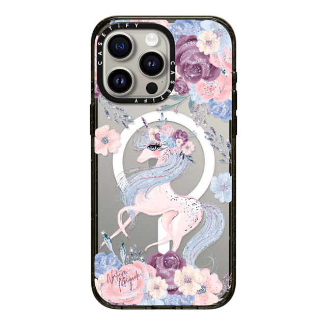 Nature Magick x CASETiFY iPhone 15 Pro Max ケース ブラック インパクトケース MagSafe対応 Winter Unicorn Floral by Nature Magick