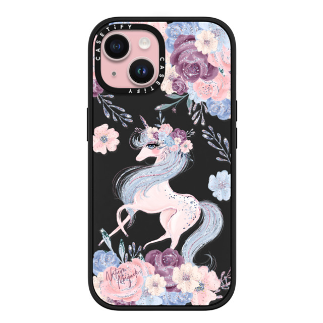 Nature Magick x CASETiFY iPhone 15 ケース マットブラック インパクトケース MagSafe対応 Winter Unicorn Floral by Nature Magick