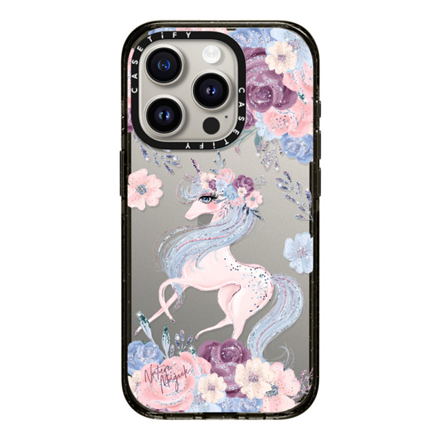 Nature Magick x CASETiFY iPhone 15 Pro ケース ブラック インパクトケース Winter Unicorn Floral by Nature Magick