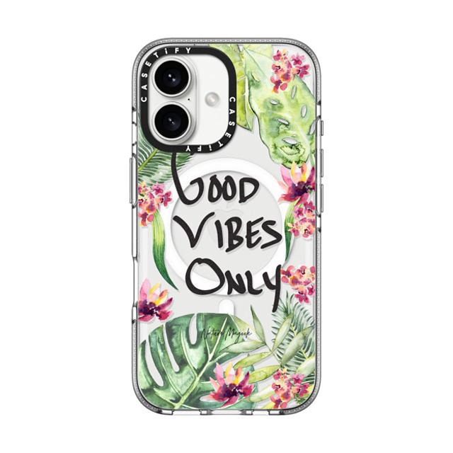 Nature Magick x CASETiFY iPhone 16 ケース クリア クリア ケース MagSafe対応 Good Vibes Only Quote Inspirational Quotes Tropical Palm Leaves Flowers Black by Nature Magick Father's Day Nature Magick x CASETiFY iPhone 16 ケース クリア クリア ケース MagSafe対応 Good Vibes Only Quote Inspirational Quotes Tropical Palm Leaves Flowers Black by Nature Magick Father's Day