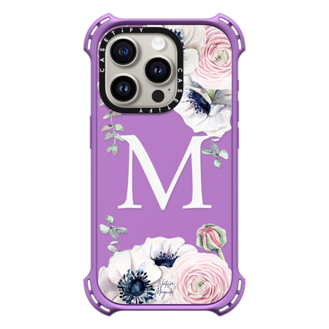 Nature Magick x CASETiFY iPhone 15 Pro Case Floral Matte Purple バウンスケース Flower Blossom Love Monogram by Nature Magick - Letter M Floral Flowers Initial Mother's Day Nature Magick x CASETiFY iPhone 15 Pro Case Floral Matte Purple バウンスケース Flower Blossom Love Monogram by Nature Magick - Letter M Floral Flowers Initial Mother's Day