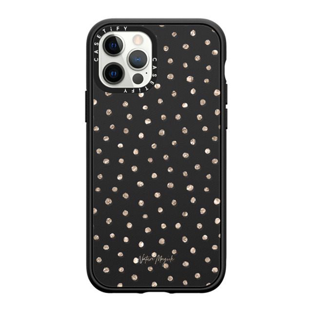 Nature Magick x CASETiFY iPhone 12 Pro Case Matte Black Impact Case MagSafe Compatible Girly Gold Dots by Nature Magick - Shimmery Gold Glitter Polka Dot + Clear Father's Day Nature Magick x CASETiFY iPhone 12 Pro Case Matte Black Impact Case MagSafe Compatible Girly Gold Dots by Nature Magick - Shimmery Gold Glitter Polka Dot + Clear Father's Day