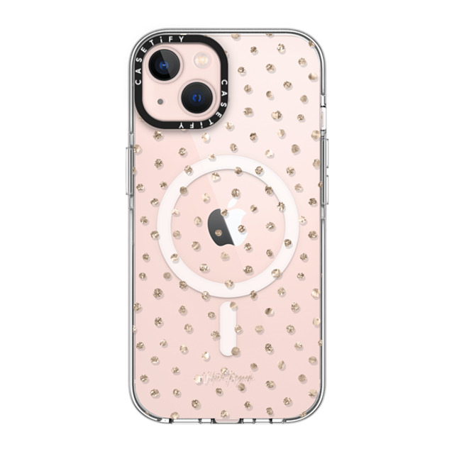 Nature Magick x CASETiFY iPhone 13 ケース クリア クリア ケース MagSafe対応 Girly Gold Dots by Nature Magick - Shimmery Gold Glitter Polka Dot + Clear