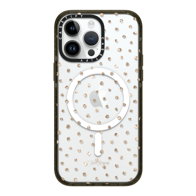 Nature Magick x CASETiFY iPhone 14 Pro Max ケース ブラック インパクトケース MagSafe対応 Girly Gold Dots by Nature Magick - Shimmery Gold Glitter Polka Dot + Clear