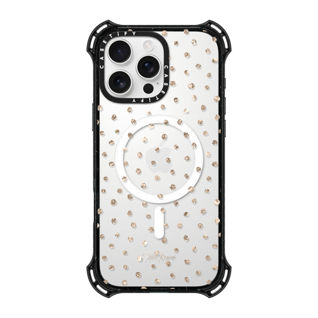 Nature Magick x CASETiFY iPhone 16 Pro Max ケース ブラック バウンスケース Girly Gold Dots by Nature Magick - Shimmery Gold Glitter Polka Dot + Clear